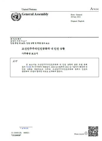 조선민주주의인민공화국 내 인권 상황에 관한 유엔 사무총장 보고서