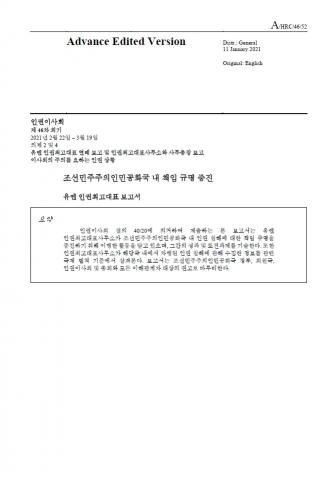 유엔 인권최고대표 인권이사회 제출 보고서